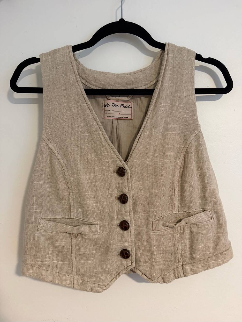 We The Free Beige Cotton-Linen Vest